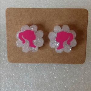 New White Flower glittery Studs